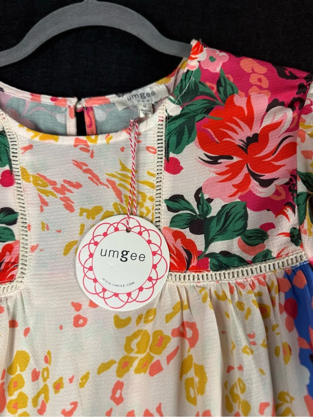 NWT Umgee C2478 Floral Patchwork Boho Babydoll Tunic Dress Medium